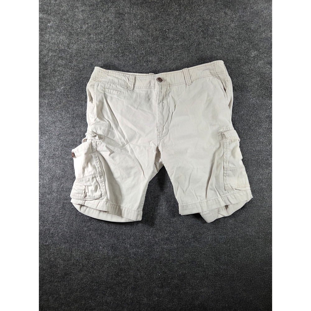 Arizona Jean Co Mens Beige Cargo Shorts Size 36 Cotton Twill Utility Pockets